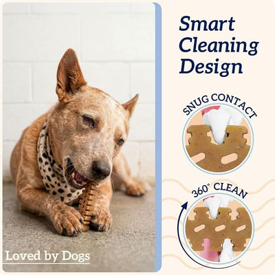 Groovies Senior & Gentle Chewers Dog Dental Treats, Flexible Texture, Patented Technology to Help Control Tartar & Freshen Breath, Medium Dog Chews (15-25 lbs), USA Manufactured Oral Care, 25 Count