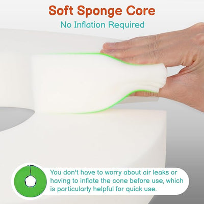 Sponge Dog Cone After Surgery, No Inflation Required Dog Donut Collar to Stop Licking, Inflatable Cone Alternatives for Medium Pets, Soft Recovery Collar with Protective Shield (Green Blue,M+)