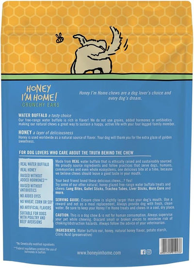 Honey I'm Home Buffalo Crunchy Ears Dog Chews, 10-Pack – All-Natural, Free-Range, Grain-Free, Honey Coated, Healthy & Crispy Treats