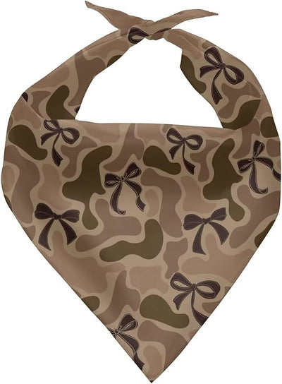KEIAHUAN Dog Bandana Camo Bow Design Washable Handkerchief Scarf Triangle Bandanas for Small Medium Large Dogs Cats