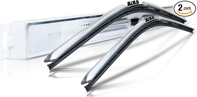 ClixWipers 22" + 22" (Set of 2) Chrome All Weather Premium Automotive Replacement Windshield Wiper Blades, Passenger and Driver Side Winter Wiper Blades for Various Car Models