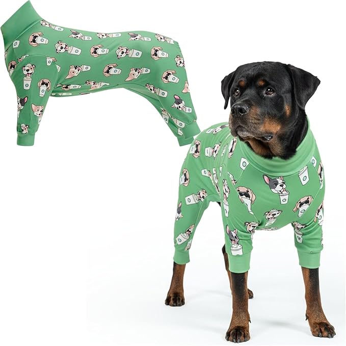 Spark Paws Dog Pajama, Dog Recovery Suit Male, Onesie, Ultra-Soft and 4-Way Stretch, for Small Medium and Large Breeds - Pup Cup - 5XL