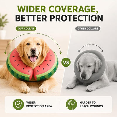MIDOG Soft Inflatable Dog Cone, Donut E-Collar Alternative for After Surgery, Prevents Licking, Allowing Normal Eating & Vision, Comfortable Recovery Collar for Small Medium Large Dogs & Cats, Red-M