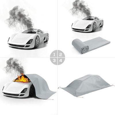 FLASLD Car Fire Blanket-20ft x 30ft, Large Fireproof Blanket Fire Extinguisher Blanket for Electric/Fuel Vehicle Accidents, Silicone Coated Fibergalss Cover, Heat Resistant Fire Suppression Blankets