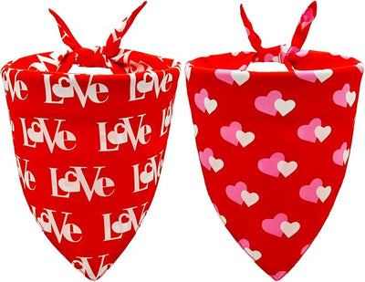 Valentines Dog Bandanas 2PCS-XLarge,Love Pet Scarf for Boys and Girls,Heart Bandana for Weddings,Parties,and Holidays,Dog Outfit Gifts for Extra Large Dogs(Red)