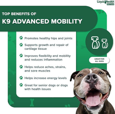 LIQUIDHEALTH Pets K9 Liquid Glucosamine Level 5000 for Large Breeds with Chondroitin, MSM - Pet Joint Health Supplements, Dog Vitamins Hip Joint Juice, Dog Joint Oil - Made in the USA (1 Gallon)
