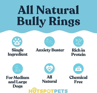 hotspot pets Bully Stick Rings for Dogs (10 Pack) 4 Inch Circles- Premium All Natural Long Lasting Twisted Beef Pizzle Dog Chew Treats - Grain Free, Fully Digestible, Rawhide Alternative Thick Chews