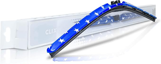 Clix Wipers - 14" Stars Patriotic Automotive Replacement Wiper Blade (Pack of 1) Universal Clip On All-Weather Flex Frame Windshield Wiper