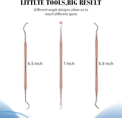 Hotop 3 Pieces Dog Dental Tooth Scaler and Scraper Stainless Double Headed Tarter Removing Tool Scraper Pet Teeth Cleaning Tools for Dog and Cat (Rose Gold)