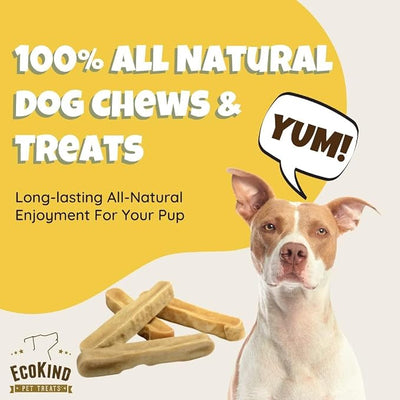 EcoKind Yak Cheese Himalayan Dog Chews, Yak Chews for Small Dogs, Long Lasting Bone for Aggressive Chewers, 4 Ingredients, Natural High Protein Dog Treats, No Additives, Peanut Butter, Small - 8 Chews