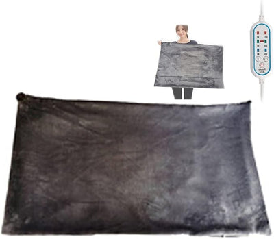 USB Heated Shawl Electric Heated Blanket Plush Flannel Blanket,Electric Heated Shawl Blanket Battery Operated USB Cordless Wrap,with 3 Heat Level Setting for Car Office Home Travel,Gray
