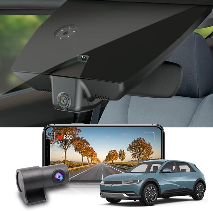Dual 4K+Rear 1080P Dash Cam Adapts for Hyundai IONIQ 5 2022-2024 (6 Vents) SE Standard Range SEL Limited, OEM Look, WiFi & APP, 2 Way HD Video, Loop Recording G-Sensor, Easy to Set, 128GB Card