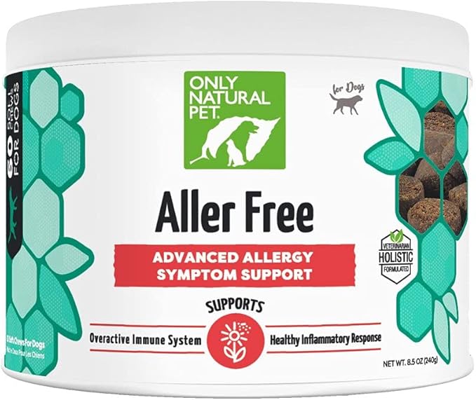 AllerFree Advanced Allergy Support for Dogs w/Quercetin & Probiotics - Immune, Respiratory, Skin & Coat Health - Itchy Paws & Licking - Bacon-Flavored 60 Soft Chewable
