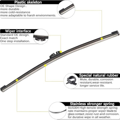 Rear Wiper Arm Blade Replacement for Ford Explorer 2011-2023,Escape 2013-2023,2015-2019 Lincoln MKX Back Windshield Wiper Blade Arm Set -Original Equipment Replacement