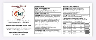 kril™ Antarctic Krill Oil Health Supplement for Dogs & Cats 4oz Liquid with QRILLPet ASTA Omega Plus, High Absorption Formula, Joint Brain Skin Support with Omega-3, Astaxanthin
