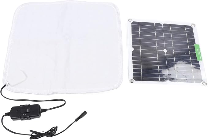 CHICIRIS Solar Panel Pet Heating Blanket, 12V 50W Warming Cat Dog Mat with Battery Box, Thermal Pad for Car Outdoor