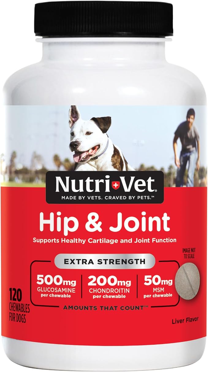 Extra Strength Hip & Joint Supplement for Dogs, Puppy Supplements, Dog Joint Supplement, Contains 500mg of Glucosamine, 200mg of Chondroitin, 50mg of MSM, Puppy Essentials, 120 Tablets