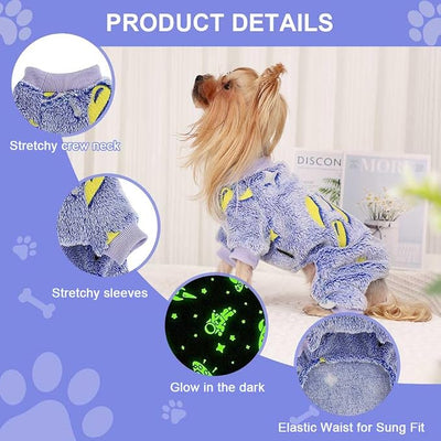 Sebaoyu Dog Pajamas for Small Dogs, Glow in Dark Tie Dye Unicorn Sweater, Super Soft Velvet Material Chihuahua Yorkie Tiny Clothes Outfits(X-Small,Rocket)