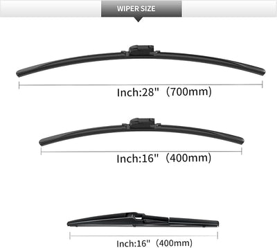 Front and Rear Windshield Wipers for Toyota Prius 2016-2022 | Quiet and Streak-Free Front and Back Wiper Blades Assembly All-Season OEM Automotive Replacement Accessories