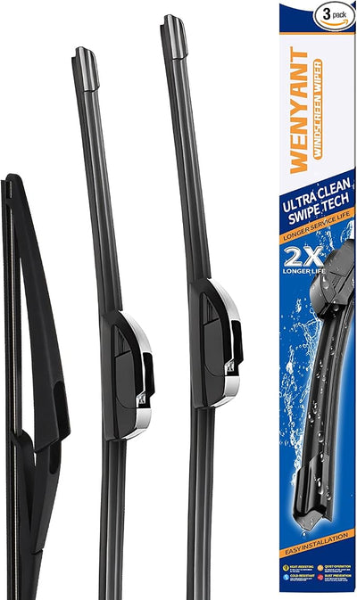 26"/17"/12" Windshield Wipers Compatible with Nissan Rogue 2014-2022 Pathfinder 2013-2020 Kicks 2022 2019 2018 Front and Rear Wiper Blades for My Car Automotive Replacement (Set of 3)