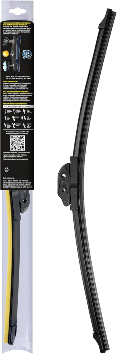RainX Silicone Supreme Windshield Wiper Blade 26" - Heavy Duty Silicone Squeegee, Extreme Weather Resistance & All-Season Performance, Streak-Free Beam Technology, Quick Install (Pack of 1)