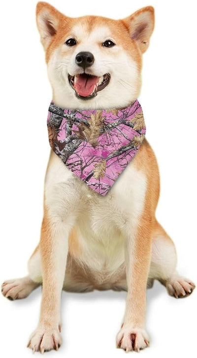 KEIAHUAN Dog Bandana for Girl Pink Branch Camo Handkerchief Adjustable Reversible Triangle Bibs Puppy Daily Handkerchief Costume Accessories for Small to Large Dogs