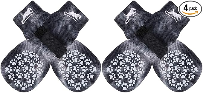 Anti Slip Dog Socks to Prevent Licking Paws, Dog Shoes for Hot Pavement, Dog Booties for Small Medium Large Senior Dogs, Traction Control Boots & Paw Protectors for Hardwood Floors