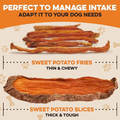 BRUTUS & BARNABY Sweet Potato Dog Treats- No Additive Dehydrated Sweet Potato Fries, Grain Free, Gluten Free and No Preservatives Added (5lb)