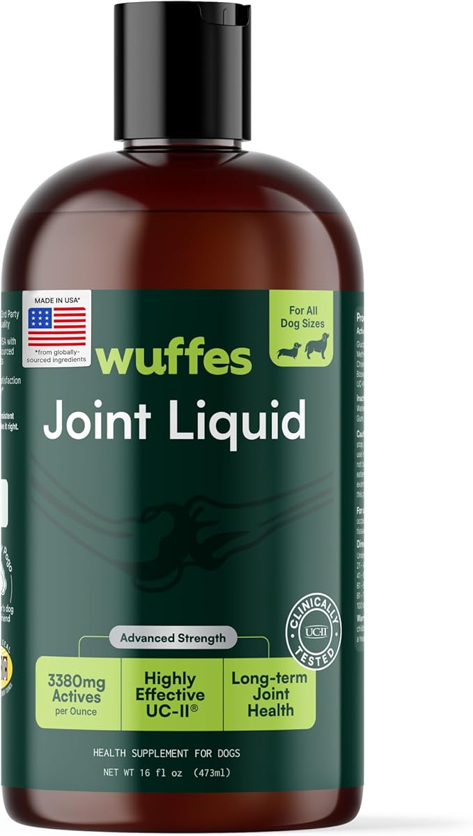 Advanced Joint Liquid for Dogs, Hip & Joint Support Supplement with UC-II® Collagen, Glucosamine, Chondroitin and MSM, for Small & Large Breeds, 16 Oz