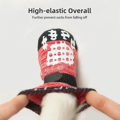PUPTECK Anti-Slip Dog Socks with Double Sides Grips for Small Medium Large Dogs Hardwood Floors Prevents Licking, Dog Shoes for Hot Pavement Traction Control Paw Protector for Senior Dogs