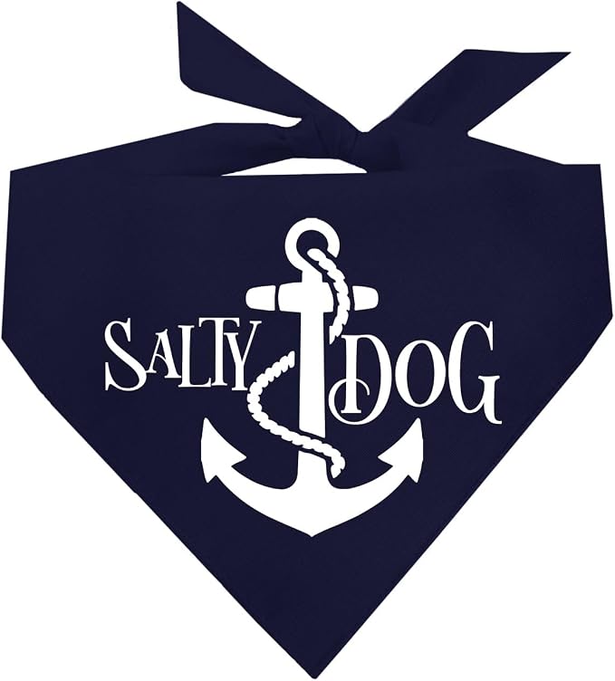 Salty Dog Dog Bandana 100% Cotton Adjustable Triangle Summer Vacation Beach Pool | Navy, X-Small (100)
