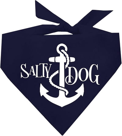 Salty Dog Dog Bandana 100% Cotton Adjustable Triangle Summer Vacation Beach Pool | Navy, X-Small (100)
