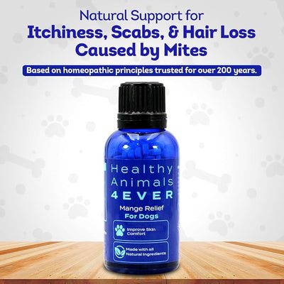 HA4E - Mange Relief for Dogs - Treatment for Itchiness, Scabs, & Hair Loss Caused by Mites - All-Natural, Homeopathic, Non-GMO, Organic, Gluten, Preservative & Chemical Free - 300 Tablets