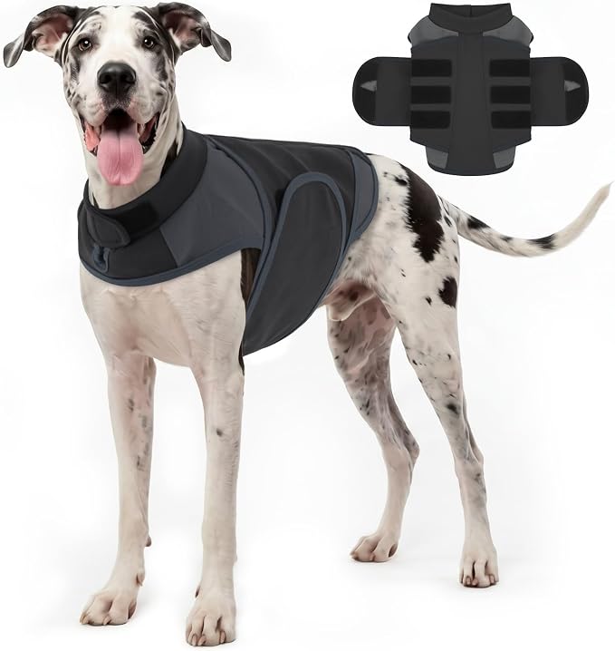 Dogs Anxiety Vest for Great Dane, Pet Dog Calming Jacket with Gentle Pressure, Breathable Thunder Relief Coat Calming Wrap for Separation Anxiety,Adjustable Fit for Giant Breeds, Grey, XXL