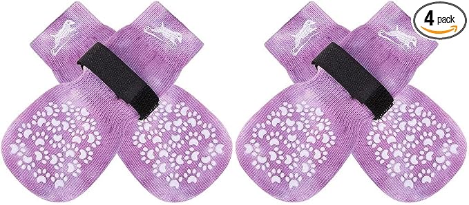 Anti Slip Dog Socks to Prevent Licking Paws, Dog Shoes for Hot Pavement, Dog Booties for Small Medium Large Senior Dogs, Traction Control Boots & Paw Protectors for Hardwood Floors