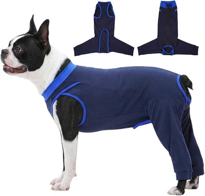 T'CHAQUE Comfortable Dog Surgery Recovery Suit with Rear Leg Sleeve to Stop Licking, Body Dog Recovery Suit Female, Protective Dog Pants, Neutering Recovery Suit for Male Dogs, Navy L