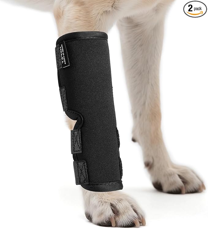 Petanims 2 Packs Dog Front Leg Brace for Remission Hyperextension - Wrist Support for Sprain, Arthritis & Injury Recovery - Adjustable Non-Slip Dog Leg Wrap, Fits Left or Right, Large