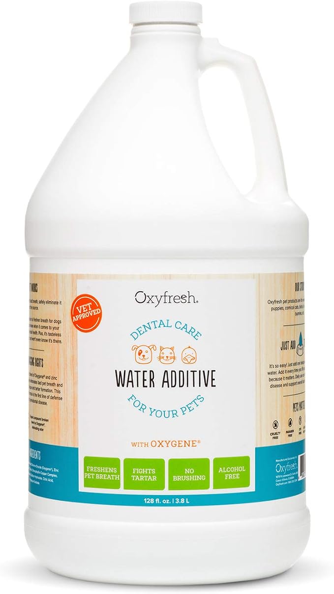 Premium Pet Dental Care Solution Pet Water Additive: Best Way to Eliminate Bad Dog Breath and Cat Bad Breath - Fights Tartar & Plaque - So Easy, Just Add to Water! Vet Recommended 128 oz.