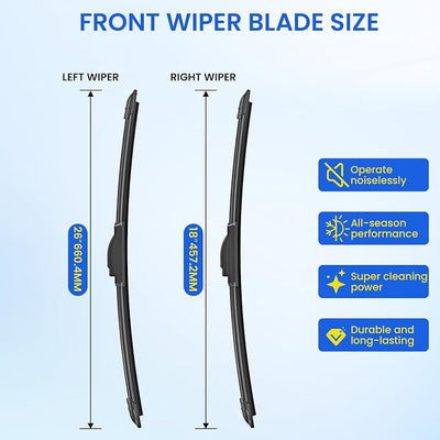 ANIKLUIM® 26 Inch+18Inch Windshield Wiper Blades Replacement for Toyota Camry 2012-2017 Honda Civic 2016-2021 Lexus GS350 2013-2018 Front Wipers,Original Factory Quality and Durable (Set of 2)