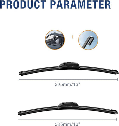 13"+13" Water Repellent Windshield Wiper Blades Replacement for JEEP Wrangler TJ 2006 2005 2004 2003 2002 2001 2000 1999 1998 1997 Silicone Automotive Replacement Windshield Wiper Blades