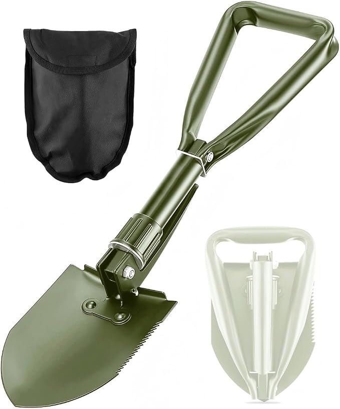 Folding Shovel, 18.5'' Lightweight Camping Shovel Portable High Carbon Steel Digging Mini Trowels for Outdoor Camping Backpacking Hiking Car Emergency Home Garden(Green)
