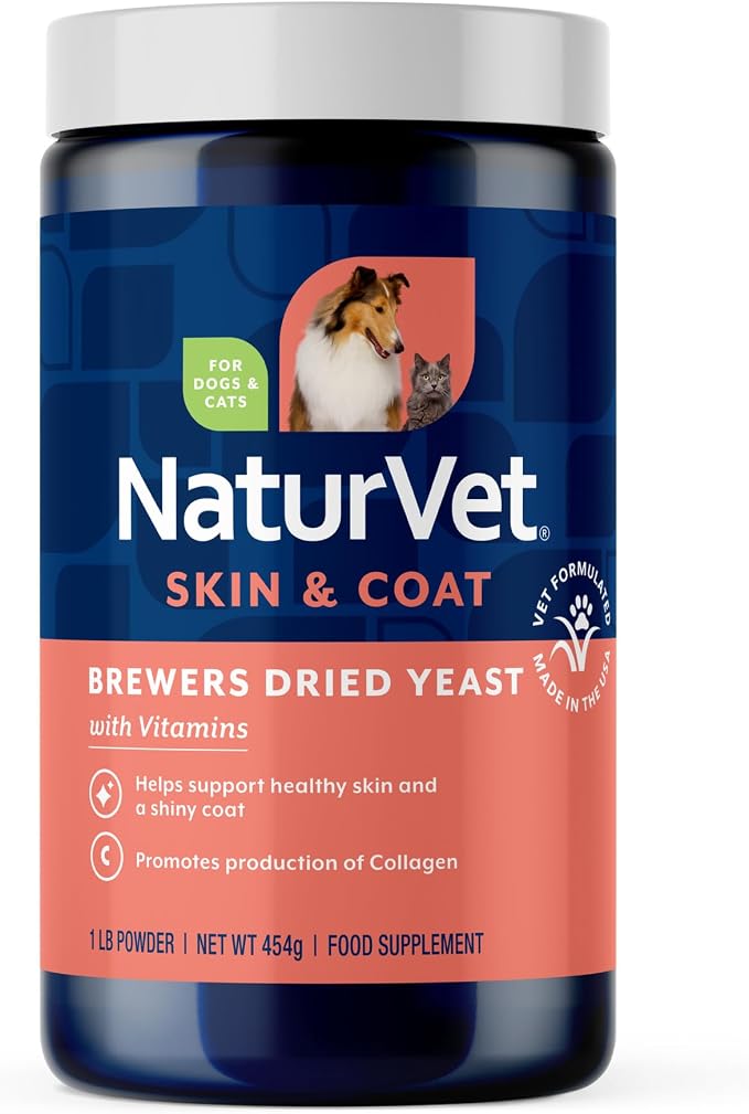 Brewers Dried Yeast Formula with Garlic Flavoring Plus Vitamins for Dogs and Cats, Powder, Made in The USA with Globally Source Ingredients 1 Pound