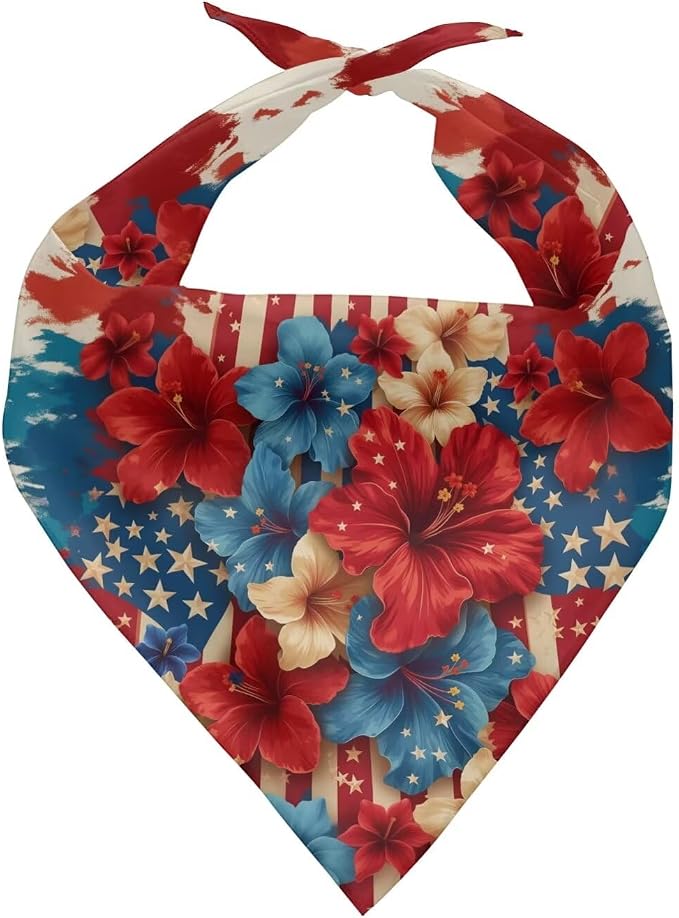 250th Anniversary Dog Bandana Patriotic USA Flag Triangle Scarfs 4th of July Cat Bandanas Adjustable Soft Puppy Bibs Hankerchief Medium