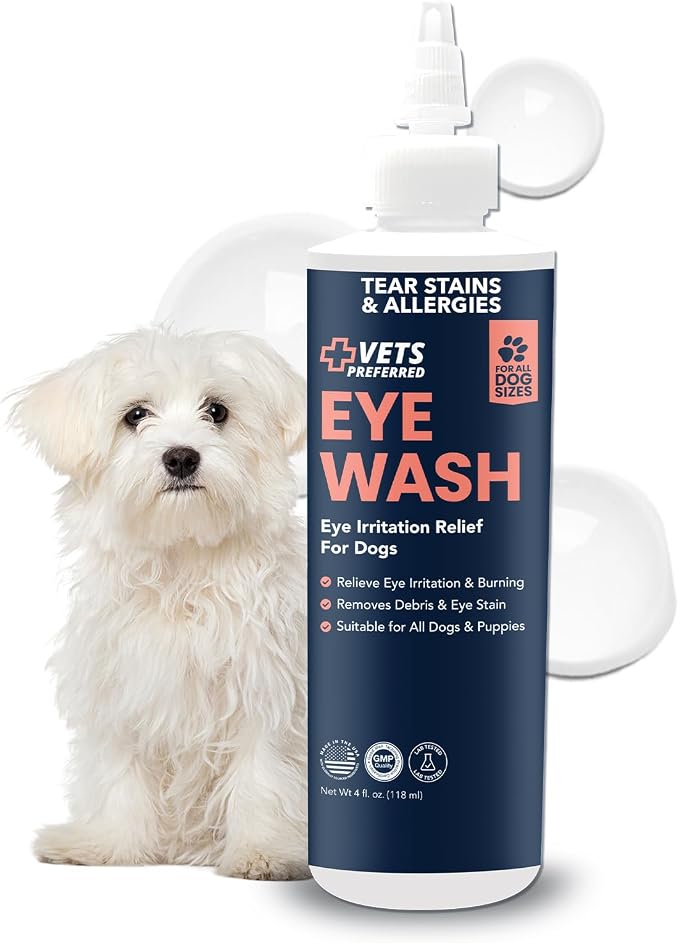 Eye Cleaner for Dogs - Dog Eye Wash Drops for Infection & Tear Stain Remover - Improves Allergy Symptoms, Infections & Runny Eyes - Dog Eye Drops Rinse for Every Dog - 4 Oz