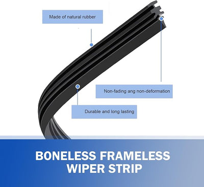 4 PCS Windshield Wiper Blade, Windshield Wiper Silent and Scratch-free Boneless Rubber Strip, 28" Cuttable Frameless Flexible Fit Wiper Strip, for Most Cars Repair Replacement (Black)