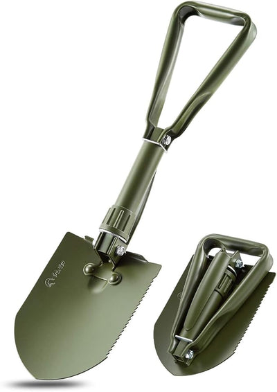 REDCAMP 23" Military Folding Camping Shovel, High Manganese Steel Tactical Shovel, Portable Tri-Fold Entrenching Tool for Digging, Hiking, Survival, Emergency, Snow, Mud & Sand, Army Green (2.5 lbs)