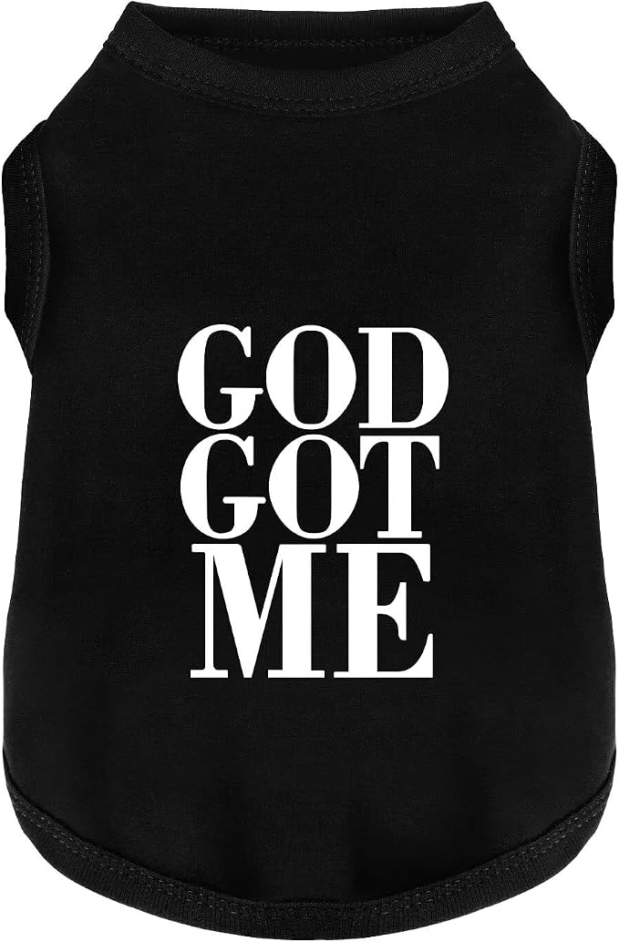 Discover Cozy Cotton Canine Wear: Breathable Soft, and Lightweight Dog Shirt Vest with Eye-Catching Graphics(GOD GOT ME), Keeping Your Furry Friend Warm and Comfy! Black M