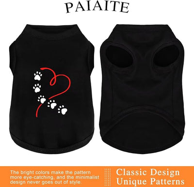 Discover Cozy Cotton Canine Wear: Soft, Lightweight, and Breathable Dog Shirt Vest with Eye-Catching Graphics (Heart and Paw, Keeping Your Furry Friend Warm！Black S