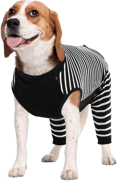 Kuoser Dog Recovery Suit with Anti Licking Rear Leg Sleeve, Black M | Abdominal Dog Surgical Suit with Pants Cover Protect Wounds, Dogs Elbow Protector Soft Pet Surgery Onesie Cone Alternative