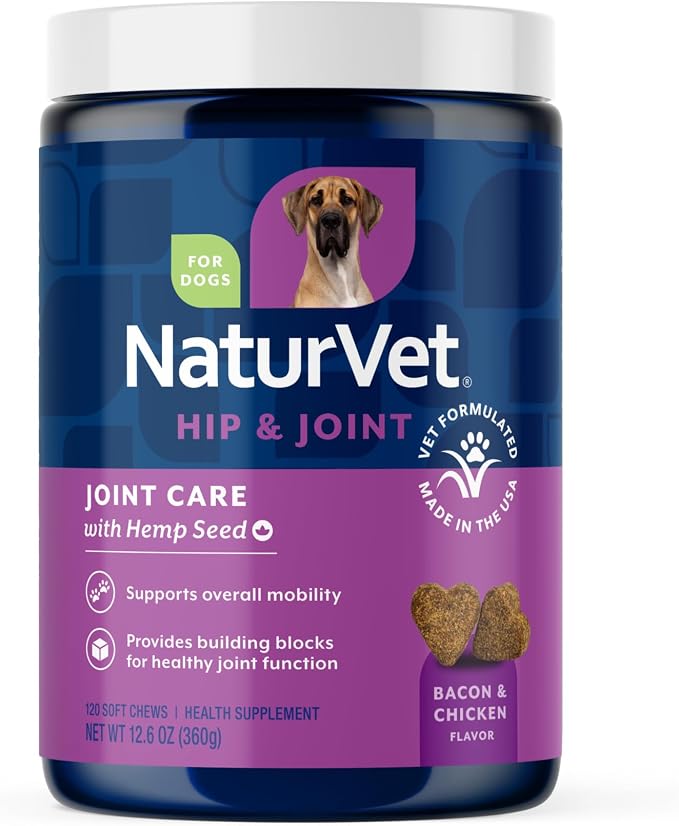 Healthy Joint Health Supplement for Dogs, Hemp Seed Oil, Hemp Seed Powder, Glucosamine, Msm and Chondroitin for a Powerful Joint Health Solution for your Dog, Made by, 120 Count